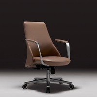 Chaise de bureau pivotante ergonomique en cuir PU de style moderne, avec hauteur réglable et base métallique, pour usage commercial