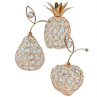 Centre de table élégant en cristal et métal en forme d'ananas et de poire, bougeoir en cristal, ornement de fruit creux pour la maison et les fêtes