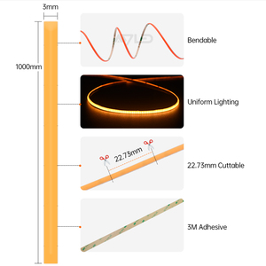 Tira de LED COB RGB de 3 mm, 528 LED/m, Flexible, Impermeable, DC12V, Control Remoto, Iluminación Lineal Regulable - Product Image 6