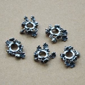 Anneau d'espacement en argent vieilli motif fleur 15x5mm, fourniture de perles, accessoire de bijouterie DIY - Product Image 2