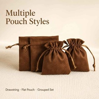 Pochette élégante en velours suédé avec cordon de serrage, personnalisable avec logo imprimé, petite pochette anti-poussière pour bijoux, vente en gros d'usine