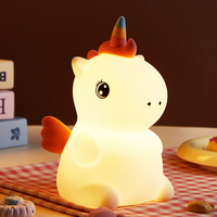 Veilleuse licorne en silicone pour enfants, veilleuse à changement de couleur RGB pour chambre à coucher, lampe de chevet mignonne, veilleuse pour bébé