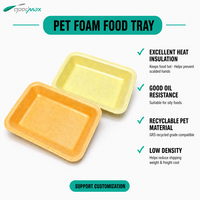 Barquette alimentaire en mousse PET recyclable personnalisée, résistante à l'huile et aux hautes températures, pour l'emballage de viande, de fruits et de légumes