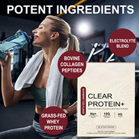 Poudre de protéines transparente à marque privée OEM avec collagène et électrolytes, formule naturelle sans sucre pour la récupération musculaire et l'hydratation