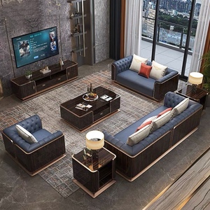 Ensemble de canapés de luxe léger, meubles en cuir, salon moderne, <span class=keywords><strong>canapé</strong></span> en forme de U <span class=keywords><strong>bleu</strong></span> <span class=keywords><strong>ciel</strong></span> - Product Image 2