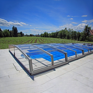 Couverture de <span class=keywords><strong>piscine</strong></span> en aluminium rétractable étanche clôture coulissante conception d'ombrage extérieur pour villa résidentielle patio - Product Image 1