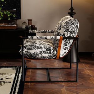 <span class=keywords><strong>Fauteuil</strong></span> lounge moderne avec accents en <span class=keywords><strong>fourrure</strong></span>, structure métallique, siège de détente à pieds croisés pour salon, hôtel, bar - Product Image 6
