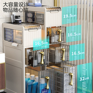 Bathroom Storage Cabinet Narrow <b>Gap</b> Floor Standing Toilet Side Organizer Pearl White Space Saving - Product Image 2