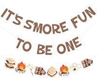 Dekorasi Pesta Ulang Tahun Smores, Spanduk 'Its Smore Fun to Be One', Perlengkapan Pesta 'One Happy Camper' untuk Ulang Tahun Pertama