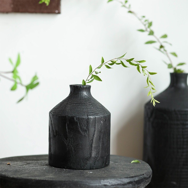 Современные карбонизированные деревянные декоративные вазы на заказ, свадебные цветочные деревянные вазы для домашнего декора, деревянные цветочные вазы