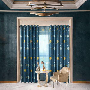 Jolies rideaux bleus pour enfants sur le thème de l'espace et des planètes avec motif d'impression fantaisie, œillets à œillets pour la <span class=keywords><strong>chambre</strong></span> des garçons, rideaux et cantonnières élégants et fantaisistes - Product Image 3