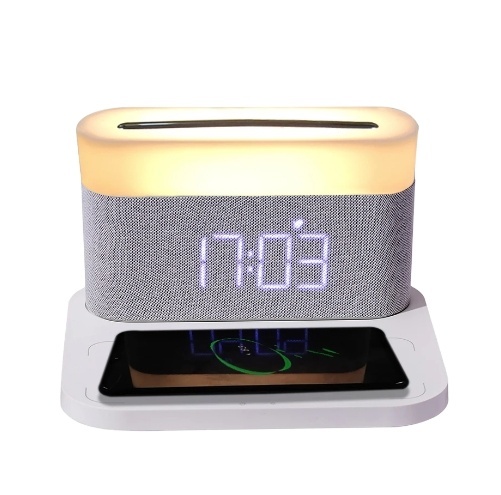 LED Night Light Wireless Charging 15W Touch Bedside Lamp Adjustable Brightness Bedroom Digital Alarm Clock