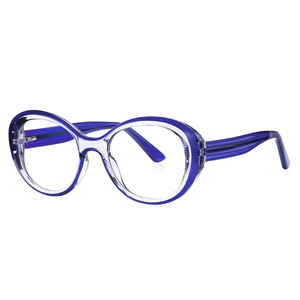 Nouvelles femmes à la mode nouvelles lunettes lentilles coupées bleues CP TR90 petit alliage ovale insérer charnière à ressort Prescription - Product Image 4