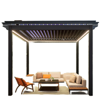 Auvent moderne en PVC Toscana, toit à lamelles en aluminium imperméable, LED, télécommande électrique, protection UV intelligente, balcon