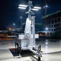 Remorque d'éclairage solaire mobile avec panneaux solaires à longue autonomie, projecteurs pour l'éclairage de chantier nocturne