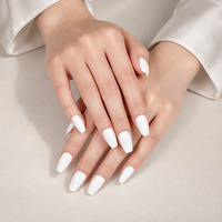 32 faux ongles à presser en ABS blanc ivoire, forme trapèze, brillants, solides et durables, en forme de cercueil, ongles artificiels