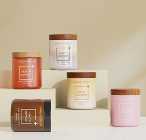 Pot de poudre de capsule de supplément de croissance de cheveux 200ml 250ml pilules rondes de pharmacie pot de supplément en verre boîte de papier ronde avec couvercle en bois - Product Image 5