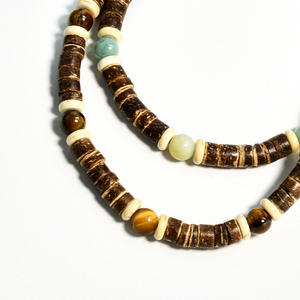 Collar bohemio de cuentas de concha de Coco para hombre, gargantilla de playa ajustable con cuentas de ojo de tigre para fiesta, surfista hawaiano - Product Image 3