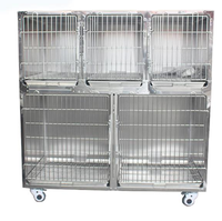 Cage vétérinaire en acier inoxydable à 6 compartiments avec support IV pour chiens, chats et cliniques vétérinaires