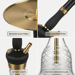 Ultimate Sourcing Narguilé finition laiton, design allemand, artisanat de niche, avec <span class=keywords><strong>tige</strong></span> flûte plaquée et base à coupe transversale - Product Image 4