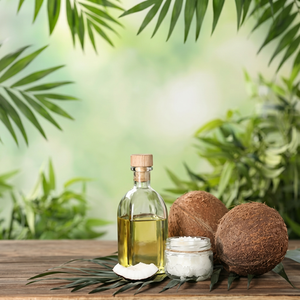 Huile de coco raffinée biologique de qualité alimentaire 100% pure, riche en acide laurique, bouteille en verre pour la cuisine et les cosmétiques - Product Image 1
