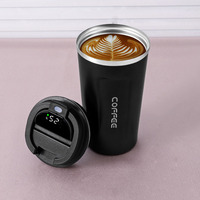 Produits en gros Tasse à café sous vide réutilisable en acier inoxydable portable avec couvercle à affichage de la température