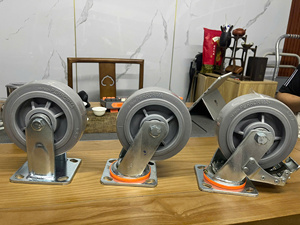 Industrial Heavy Duty Polyurethane TPR Caster Wheel 4/5/6/8 Inch Non-Marking Strong PP Core Zinc Plated Metal <b>Bracket</b> Shock - Product Image 4