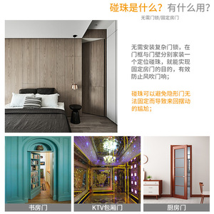 Loquets et ferme-portes en acier inoxydable chromé, design moderne, montage mural, installation facile pour portes en bois d'intérieur - Product Image 4
