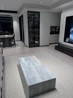 Table basse moderne en marbre bleu cristal, taille personnalisable, haut de gamme, écologique et durable, pour salon et maison