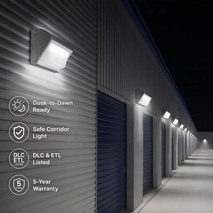 Lampada LED da Parete 60W 80W 100W, Illuminazione dal Tramonto all'Alba, Sicura per Corridoi e Vialetti, Certificata DLC ETL, Lampada Industriale per Passaggi - Product Image 1