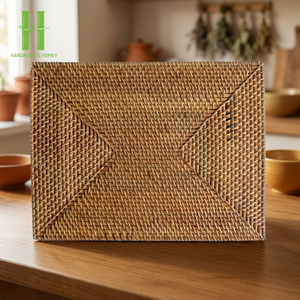 High Quality Rattan Charger Plate <b>Rectangle</b> Rattan <b>Placemat</b> Boho Hanging Wall Decoration Rattan Charger Plates From Vietnam - Product Image 1
