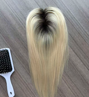 2026 Topper Mono 3x6 Blanc, 100% Cheveux Humains, Postiche à Clipser pour Femmes aux Cheveux Fins, Base Invisible Effet Cuir Chevelu Naturel