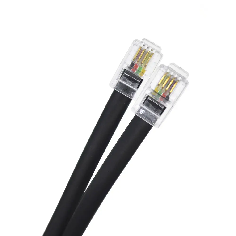 4FT Black RJ9 4P4C Male to Male Straight Wired Cable Voice Phone Line Cord