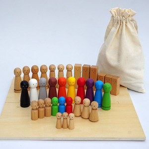 Jouets éducatifs Montessori personnalisés jouer à la cheville en bois poupées pour enfants bricolage bois décoration de gâteau rond plaine chevilles vierges pour jouets - Product Image 5