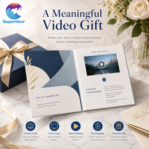 Superlieur – Lecteur de brochure <span class=keywords><strong>vidéo</strong></span> numérique personnalisé à couverture rigide avec écran LCD 7 pouces, carte de vœux publicitaire pour le marketing et la publicité - Product Image 1