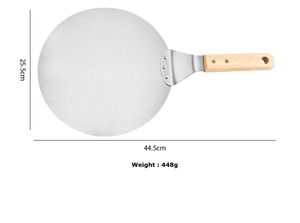 <b>Pizza</b> Cutter <b>Turning</b> <b>Peel</b> Rocker Spatula Baking Peelers Stainless Steel Wooden Handle Kitchen Accessories - Product Image 3