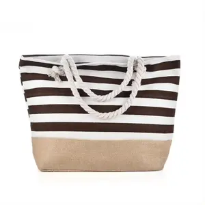 Custom Logo Print Sling Zipper Pouch Pendant Shoulder Strap Shoulder Bag Cotton Canvas Grocery Shopping Tote Bag
