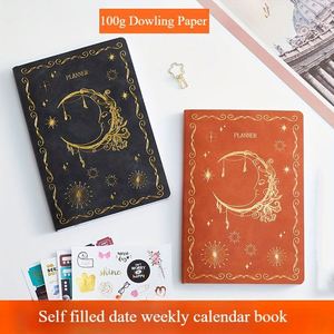 Agenda MY MOON PIE con Tapa de Cuero, Formato A5, Planificador Mensual y Semanal Antiguo sin Fechas, 100 Hojas, Personalizable - Product Image 3