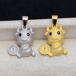 Pendentif en argent S925, tête de femme, plateau vide pour perles de 7 à 9 mm, accessoires de bijouterie DIY, semi-fini, 3959 - pour la fabrication de bijoux du zodiaque - Product Image 4