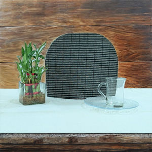 Juego de fundas para tetera hechas a mano con diseño lineal en gris oscuro y negro |   Diseño tejido minimalista con rayas que retienen el calor |   Poliéster - Product Image 3