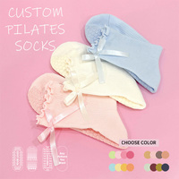 Chaussettes de Pilates antidérapantes en coton pour femmes, personnalisables avec logo, à bord festonné et semelle antidérapante en silicone