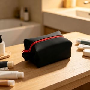 Sac de maquillage en silicone tendance pour femmes, grande capacité, étanche, pochette de voyage rectangulaire pour un usage quotidien - Product Image 1