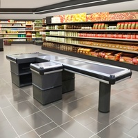 Ownace Supermarket Store Comptoir de caisse électrique avec convoyeur à bande Comptoir de table de caisse