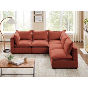 Chaise sectionnelle modulaire de meubles d'ensemble de sofa de salon de toux de velours de courbe pour la maison - Product Image 1