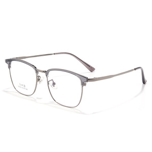 Lunettes de vue pour homme en titane demi-cerclées rectangulaires 3305 avec verres en résine antireflet, style professionnel et tendance - Product Image 4