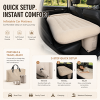 Matelas pneumatique de voiture avec surface en PVC floqué et support pour les pieds, lit de voyage portable pour siège arrière avec pompe 12V pour marque privée