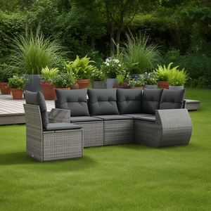 Garden <b>Sofa</b> <b>Set</b> Pe Rattan Grey Color Outdoor Furniture Waterproof Contemporary Design - Product Image 2