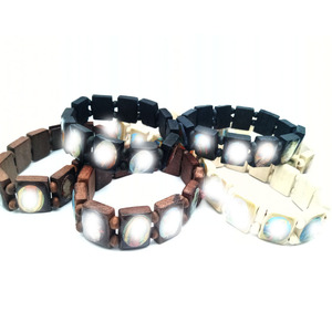 Wood Beaded <b>Bracelet</b> With Resin Inlay Elastic <b>Stretch</b> Fashion Jewelry For Men Women Cross Style_RB-103 - Product Image 4
