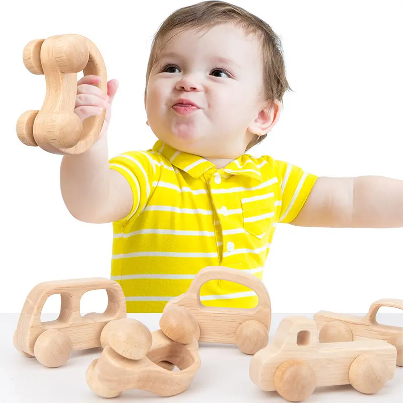 0-5 Jahre alt Gummi Holz Kinderspiel zeug Auto Hand Push Grip Training Montessori Pädagogisches Holz <span class=keywords><strong>spielzeug</strong></span> Kinderspiel zeug