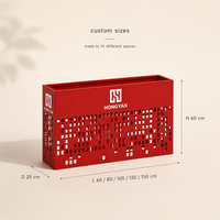 Jardinière rectangulaire en métal rouge ajouré, design moderne, écologique et durable, pour hôtels, salles à manger, balcons, jardins et terrasses